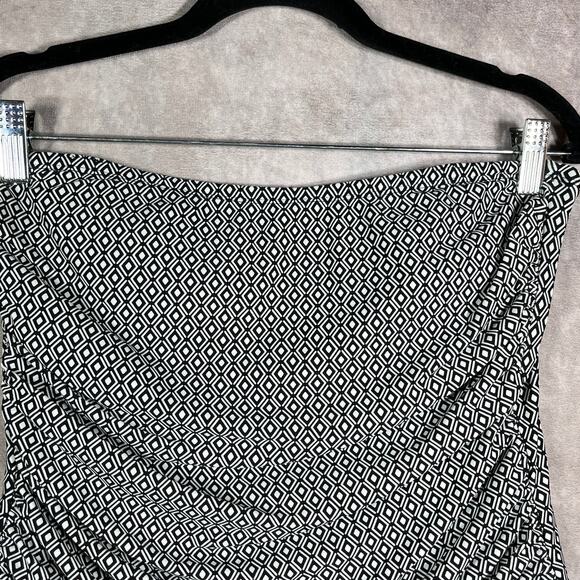 DKNY Maillot One Piece Bandeau Swimsuit Women XL Black White Diamond Print Beach - Picture 2 of 9